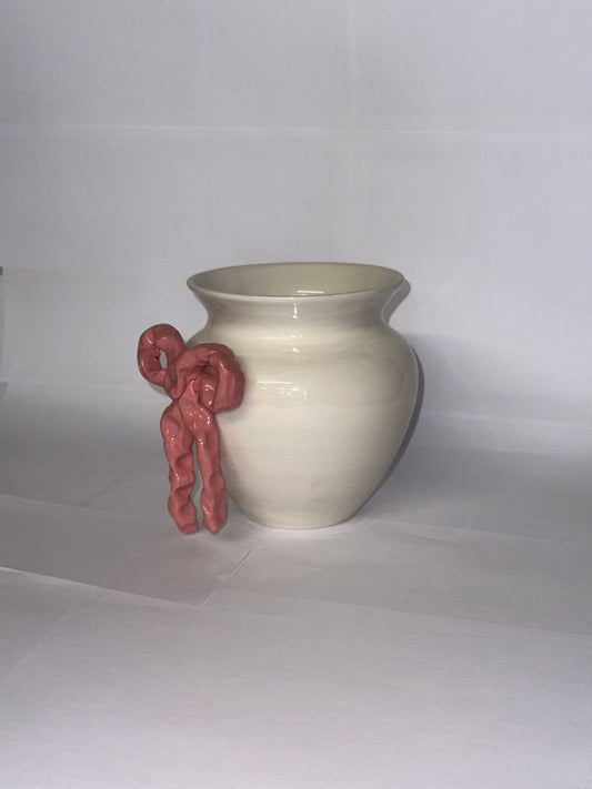 Pink bow vase